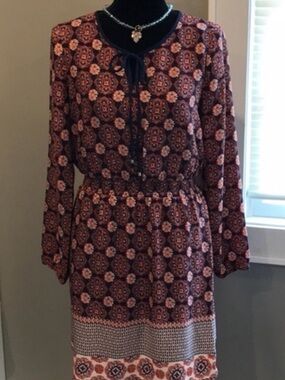 Daniel Rainn Anthropologie Womens Medium Blue Boho Peasant Long Sleeve Short